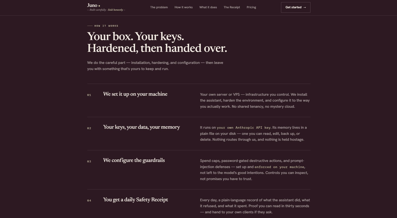 Juno - closing call to action and footer
